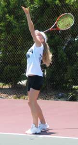 Girl doing a Tennis Serve