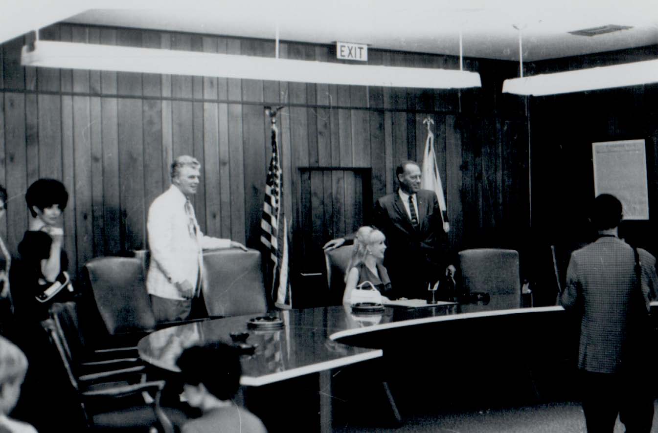 Barbara Eden in Commission Room with Mayor Murkshe and Commissioner Lee Caron